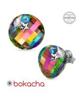 Обеци STAR декорирани с кристали SWAROVSKI® TWIST 18мм, Vitrail Medium** VM, Зелен цвят, Код PR E650