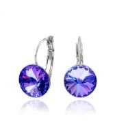 Обеци SWAROVSKI® RIVOLI 12мм Heliotrope** HEL АВ, Тъмно син цвят, Код PR E022