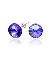 Обеци на винт SWAROVSKI® RIVOLI 8мм Heliotrope** HEL АВ, Тъмно син цвят, Код PR E022A