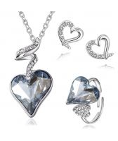 Колие, обеци и пръстен NICE HEART IN LOVE, Бижута GLORY SWAROVSKI® Crystals, Код ZD S063-3