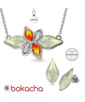 Бижута FAME с кристали Swarovski® FLAME White Opal - Бял опал цвят, Колие и Обеци 14мм, Код PR S659