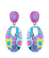 Обеци VARIETY OF COLORS PINK с емайл, GLORY, Код ZD E050