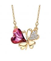 Интересно Колие FREE HEART, Crystals from Swarovski, жълто злато и цвят Аметист, GLORY, Код ZD N023-A