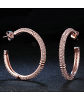 Обеци ЗЛАТИНА, халки с 18К Розово Злато и Кристали, Zerga Brand, ZGFNL E559