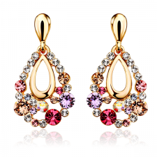 Обеци с кристали SWAROVSKI® КЛЕЪР, 18K Златно покритие, ZERGA BRAND, Код ZG E459