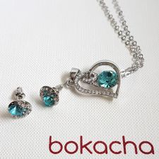 Колие ALMA LOVE със SWAROVSKI® Crystals Aquamarine и 18К Бяло Злато, Zerga Brand, Код ZG N547 FNL