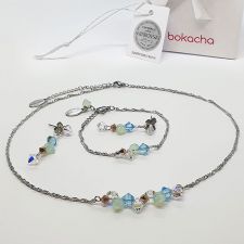 Бижута CANDY SEA с кристали Swarovski®, синьо-зелен цвят, Колие, Обеци и Гривна, Код PR S713-3