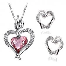 Нежни Бижута PURPLE HEART, Антично розово, Колие и обеци, GLORY SWAROVSKI® Crystals, Код ZD S045-A