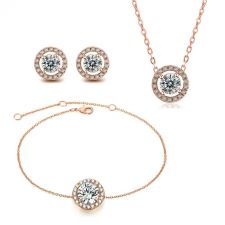 Бижута GOLD CIRCLE с Розово Златно Покритие, Колие, Обеци и Гривна, Zerga Brand, ZG S569-3 FNL