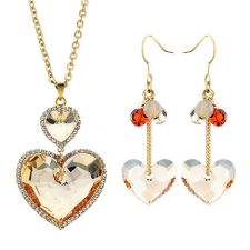Любовни Бижута TENDER LOVE, Колие и Обеци, Crystals from SWAROVSKI®, Golden Shadow, Натурален Цвят, GLORY Brand, Код ZD S029 FNL