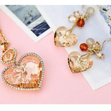 Любовни Бижута TENDER LOVE, Колие и Обеци, Crystals from SWAROVSKI®, Golden Shadow, Натурален Цвят, GLORY Brand, Код ZD S029 FNL