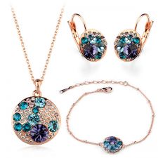 Бижута МАГНИТО ГОЛД, Swarovski Elements, 3 части- Колие, обеци и гривна, ZG S002B-3