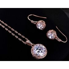 Бижута ПРИНЦЕС Swarovski Elements, колекция Zerga, колие и обеци, 18К розово златно покритие, ZGFNL S802 
