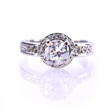 Бижута ПРИНЦЕС Swarovski Elements, колекция Zerga, колие, обеци и пръстен, 18К бяло златно покритие, ZG S813 