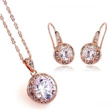 Бижута ПРИНЦЕС Swarovski Elements, колекция Zerga, колие и обеци, 18К розово златно покритие, ZGFNL S802 
