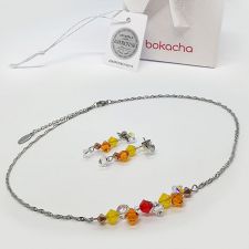 Бижута CANDY SUMMER с кристали Swarovski®, жълто-оранжев цвят, Колие и Обеци, Код PR S711