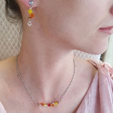 Бижута CANDY SUMMER с кристали Swarovski®, жълто-оранжев цвят, Колие, Обеци и Гривна, Код PR S711-3