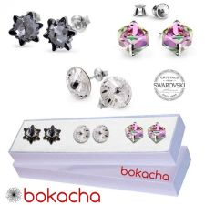 Сет Обеци с кристали Swarovski® EDELWEISS, CUBE и RIVOLI 10мм, 6мм и 8мм, Многоцветни, Код PR S430A