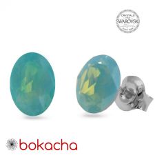 Обеци със SWAROVSKI® DESIGN OVAL Pacific opal- зелен цвят, 8mm, Код PR E656