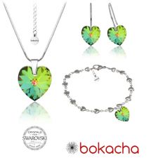 Бижута с кристали Swarovski® HEART Vitrail Medium** VM, Зелен, Колие,обеци и гривна (14, 10, 10 мм),  Код PR S004A