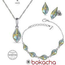 Бижута с кристали SwarovskiI® FLAME, Iridescent Green, 10мм - Зелен цвят, Колие,Обеци и Гривна, Код PR S619B - 3