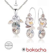 Бижута с кристали Swarovski® OVAL STRING Blue Shade**, Син, Колие и Обеци, Код PR S403