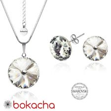 Бижута с кристали Swarovski® RIVOLI Crystal AB, Бял, Колие с обеци на винт (12мм и 6мм),  Код PR S021A