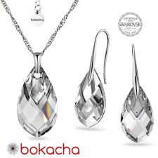 Комплект бижута с кристали SWAROVSKI® MET CAP PEAR, Crystal, Бял цвят, Колие и Обеци, Код PR S667