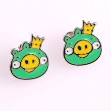 Бижута за деца ANGRY BIRDS Прасето Цар, обеци, медицинска стомана, 316L Е210 
