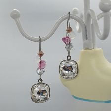Обеци BLINK с кристали Swarovski® FANTASY CUSHION, Бял, Код PR E684A