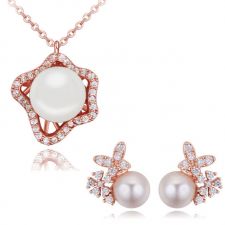 Бижута EVERYDAY PEARL, Перли и 18К Розово Злато, Колие и обеци, Zerga Brand ZG S067