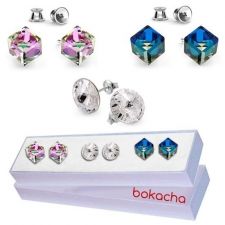 Сет Обеци с кристали Swarovski® CUBE и RIVOLI 8мм, 8мм и 6мм, Многоцветни, Код ZG PR S430