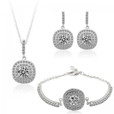 Бижута АТИНА ПАЛАДА, SWAROVSKI® Crystal, Бял, Колие, Обеци и Гривна,  Zerga Brand LUX, ZG S032-3