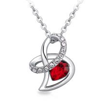 Колие DESIRE LOVE със SWAROVSKI® Crystals SIAM наситено червен цвят и 18К Бяло Злато, Zerga Brand, Код ZG N063