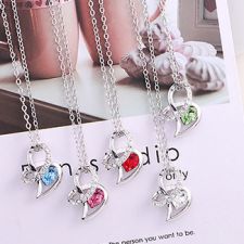 Колие DESIRE LOVE със SWAROVSKI® Crystals SIAM наситено червен цвят и 18К Бяло Злато, Zerga Brand, Код ZG N063