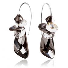 Обеци CRYSTAL SWAROVSKI® WING STRING 23мм Silver Night** AB - Черен, Код PR E401