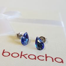 Обеци украсени със SWAROVSKI® PEAR 8мм, Sapphire - Син цвят, Код PRFNO E598