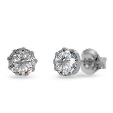 Обеци SWAROVSKI® CHATON 7мм, Crystal - Бял цвят, Код PR E614