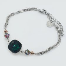Гривна BLINK с кристали SWAROVSKI® FANTASY CUSHION, 12мм Emerald, Зелен цвят, Код PR B662