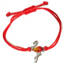 МАРТЕНИЦА Гривна с червен конец за Късмет, FLAMAZING SWAROVSKI® FLAME Fire Opal оранжев цвят, Код PR B635