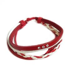 МАРТЕНИЦА Гривна от ест. кожа със SWAROVSKI® Crystals, ръчна изработка, CRYSTAL бял цвят, Код PR B633