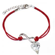 МАРТЕНИЦА Гривна с червен конец за Безкрайна Любов SWAROVSKI® WILD HEART бял цвят, Код PR B632