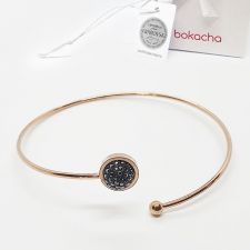 Гривна с кристали SWAROVSKI® PAVE PURE 8мм HEM - Черен цвят и Розово Злато, Код PR B666