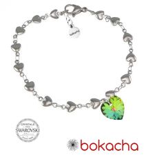 Гривна с кристали Swarovski® HEART Vitrail Medium** VM, Зелен, 10 мм, Код PR B008