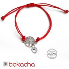 Гривна с червен конец за Здраве и семейно щастие - Дървото на Живота, SWAROVSKI® RIVOLI CRYSTAL бял цвят, Код PRFNO B623