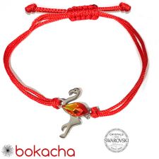 МАРТЕНИЦА Гривна с червен конец за Късмет, FLAMAZING SWAROVSKI® FLAME Fire Opal оранжев цвят, Код PR B635