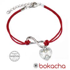 МАРТЕНИЦА Гривна с червен конец за Безкрайна Любов SWAROVSKI® HEART CRYSTAL бял цвят, Код PR B631