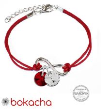 Гривна МАРТЕНИЦА за Късмет SWAROVSKI® RIVOLI CRYSTAL & SIAM, бял и червен цвят, Код PR B627