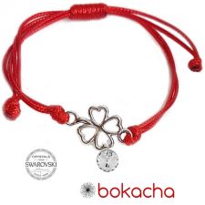 МАРТЕНИЦА Гривна с червен конец Детелина за Здраве и Късмет, SWAROVSKI® RIVOLI CRYSTAL бял цвят, Код PRFNS B624