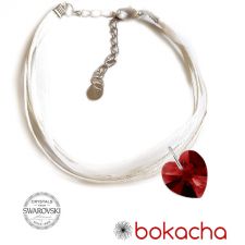 Гривна МАРТЕНИЦА SWAROVSKI® HEART SIAM червен цвят, Код PR B443